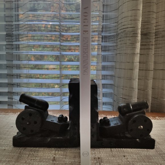 Wooden Cannon Bookends Gothic Rustic Vintage Bookends 6" - Picture 2 of 12